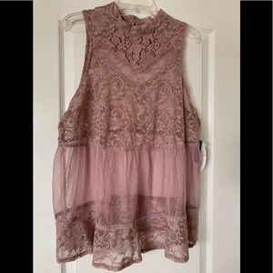 JCPenney Boutique + Mauve Blush Mesh Tank Top 1X
